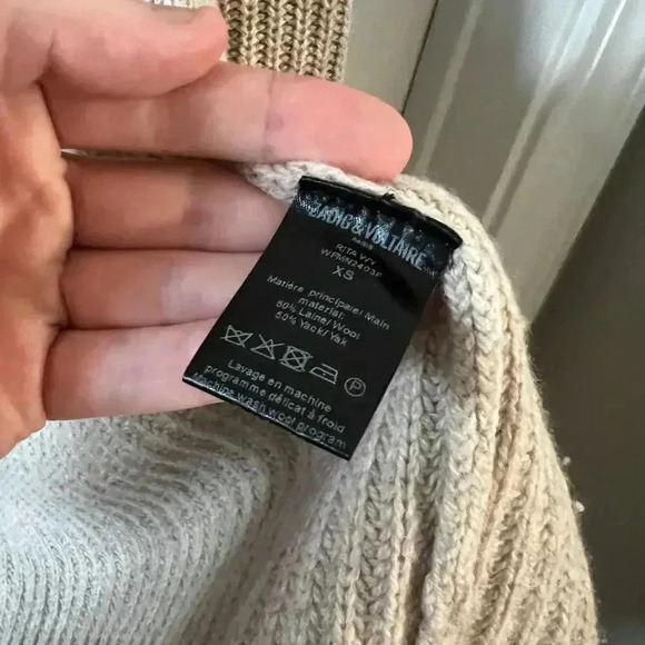 Women's Zadig & Voltaire Rita Cardigan Size XS Color Cream Red - Picture 3 of 4